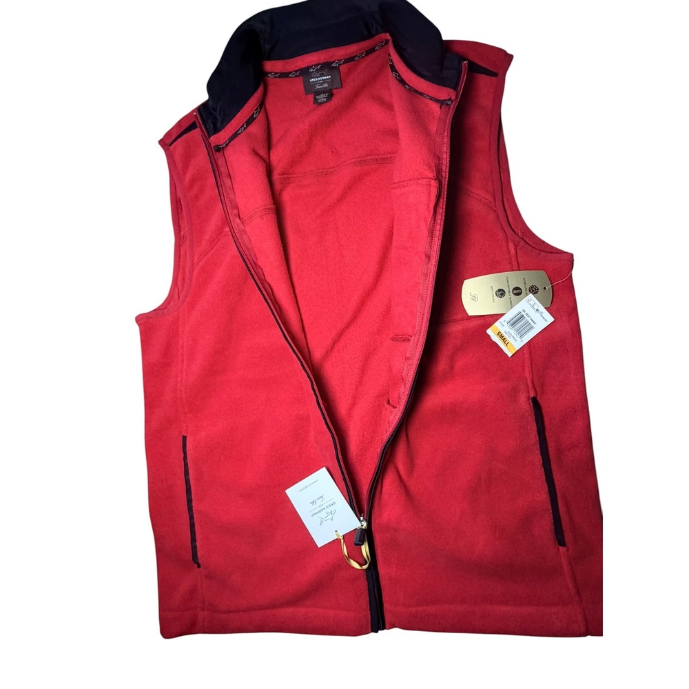 Greg Norman Tasso Elba Mens Fleece Vest Red Hot Full Zip Mock Neck Small NEW